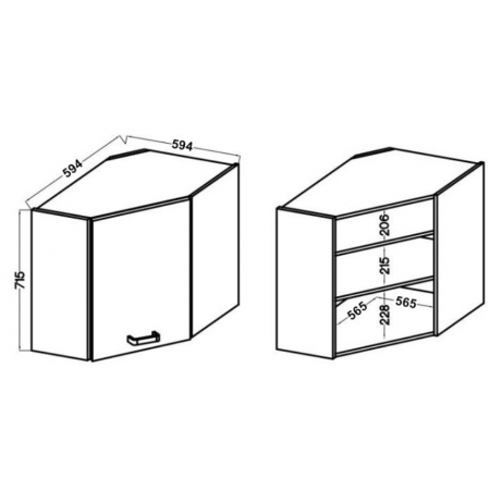 Szafka narożna 60 cm biała AURO 60x60 GN-72 1F 45